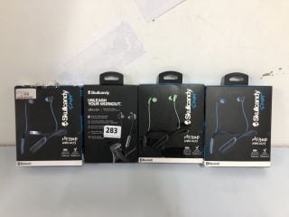 4 X SKULLCANDY EARPHONES TO INC SKULLCANDY SPORT WIRELESS EARPHONES