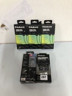 5 X SKULLCANDY EARPHONES TO INC SKULLCANDY WIRELESS SIMPLICITY WIRELESS EARBUDS