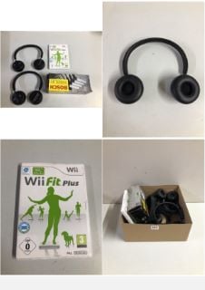 BOX OF ITEMS TO INC JAM OUT THERE WIRELESS HEADSETS