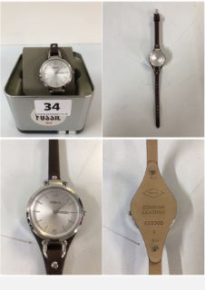 FOSSIL GEORGIA WATCH FOR WOMEN, QUARTZ MOVEMENT WITH STAINLESS STEEL OR LEATHER STRAP - RRP. £72