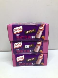 3 X SLIMFAST 7 DAY READY TO GO KIT STRAWBERRY - BEST BEFORE 08/2024