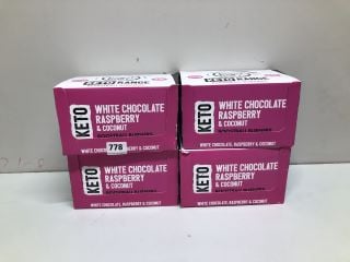 4 X KETO RANGE BOOSTBALL BURNERS WHITE CHOCOLATE RASPBERRY & COCONUT - USE BY DATE 30/09/2024