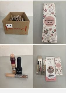 BOX OF BEAUTY PRODUCTS TO INC MAKARTT NAIL CUTICLE OIL PEN