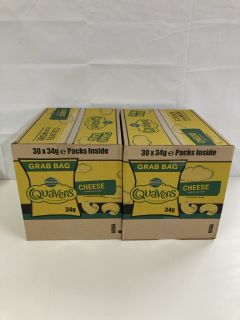 2 X BOXES OF WALKERS QUAVERS 30 X 34G GRAB BAGS - BEST BEFORE DATE 02/11/2024