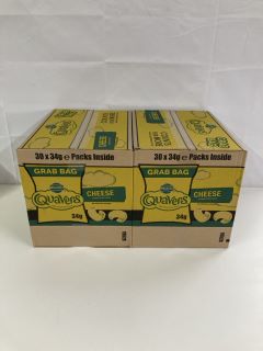 2 X BOXES OF WALKERS QUAVERS 30 X 34G GRAB BAGS - BEST BEFORE DATE 02/11/2024