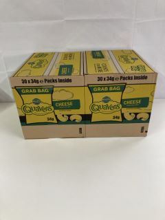 2 X BOXES OF WALKERS QUAVERS 30 X 34G GRAB BAGS - BEST BEFORE DATE 02/11/2024