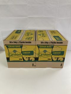 2 X BOXES OF WALKERS QUAVERS 30 X 34G GRAB BAGS - BEST BEFORE DATE 02/11/2024