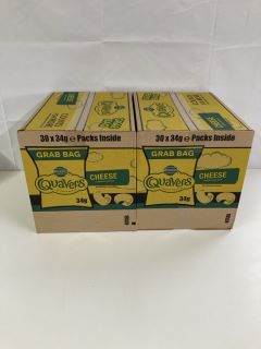 2 X BOXES OF WALKERS QUAVERS 30 X 34G GRAB BAGS - BEST BEFORE DATE 02/11/2024