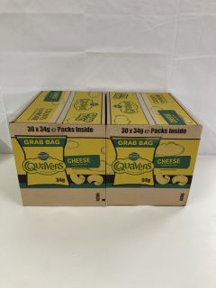 2 X BOXES OF WALKERS QUAVERS 30 X 34G GRAB BAGS - BEST BEFORE DATE 02/11/2024