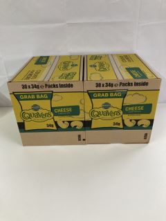 2 X BOXES OF WALKERS QUAVERS 30 X 34G GRAB BAGS - BEST BEFORE DATE 02/11/2024