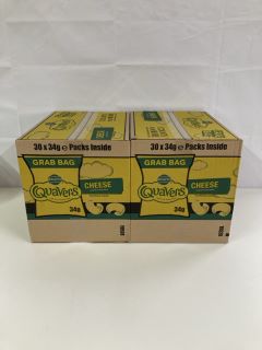 2 X BOXES OF WALKERS QUAVERS 30 X 34G GRAB BAGS - BEST BEFORE DATE 02/11/2024