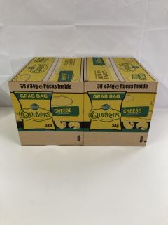 2 X BOXES OF WALKERS QUAVERS 30 X 34G GRAB BAGS - BEST BEFORE DATE 02/11/2024