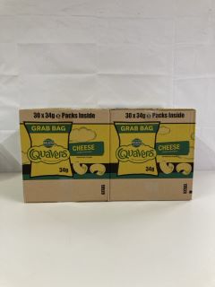 2 X BOXES OF WALKERS QUAVERS 30 X 34G GRAB BAGS - BEST BEFORE DATE 02/11/2024