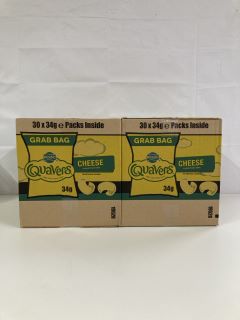 2 X BOXES OF WALKERS QUAVERS 30 X 34G GRAB BAGS - BEST BEFORE DATE 02/11/2024