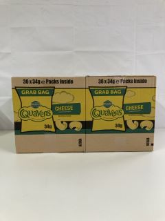 2 X BOXES OF WALKERS QUAVERS 30 X 34G GRAB BAGS - BEST BEFORE DATE 02/11/2024