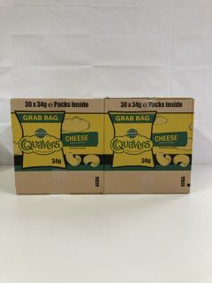 2 X BOXES OF WALKERS QUAVERS 30 X 34G GRAB BAGS - BEST BEFORE DATE 02/11/2024