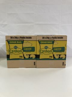 2 X BOXES OF WALKERS QUAVERS 30 X 34G GRAB BAGS - BEST BEFORE DATE 02/11/2024