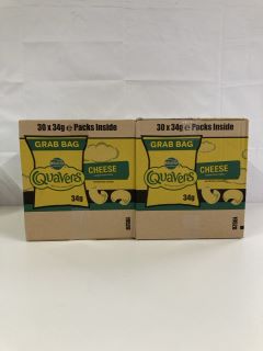 2 X BOXES OF WALKERS QUAVERS 30 X 34G GRAB BAGS - BEST BEFORE DATE 02/11/2024