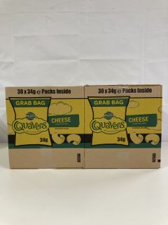 2 X BOXES OF WALKERS QUAVERS 30 X 34G GRAB BAGS - BEST BEFORE DATE 02/11/2024