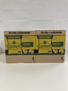 2 X BOXES OF WALKERS QUAVERS 30 X 34G GRAB BAGS - BEST BEFORE DATE 02/11/2024