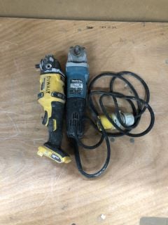 BOX OF ITEMS INCL. DEWALT CORDLESS ANGLE GRINDER DCG414