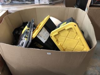 PALLET OF GOODS INCL. CANVAS ART AND BLACK STORAGE CONTAINERS