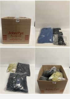 BOX OF PREMIUM CLOTHING ITEMS IN VARIOUS SIZES & DESIGNS