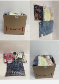 BOX OF PREMIUM CLOTHING ITEMS IN VARIOUS SIZES & DESIGNS