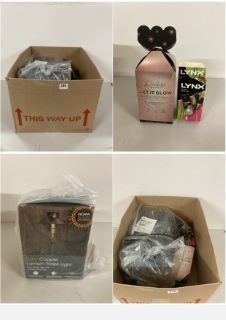 BOX OF ITEMS TO INCLUDE SOLAR COPPER LANTERN STAKE LIGHT