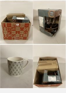 BOX OF ITEMS TO INCLUDE SOLAR COPPER LANTERN STAKE LIGHT