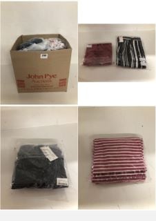 BOX OF PREMIUM CLOTHING ITEMS IN VARIOUS SIZES & DESIGNS