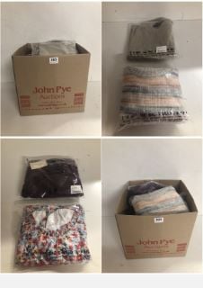 BOX OF PREMIUM CLOTHING ITEMS IN VARIOUS SIZES & DESIGNS