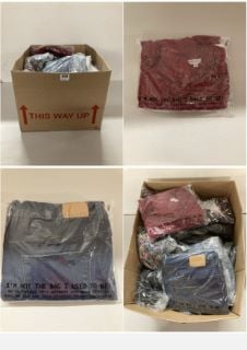 BOX OF PREMIUM CLOTHING ITEMS IN VARIOUS SIZES & DESIGNS