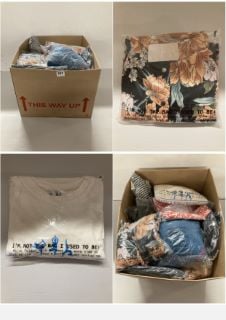 BOX OF PREMIUM CLOTHING ITEMS IN VARIOUS SIZES & DESIGNS