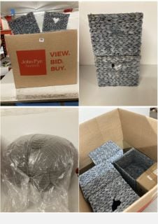 BOX OF ITEMS TO INCLUDE CHUNKY CHARCOAL POUFFE