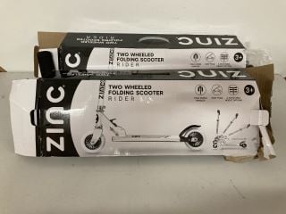 2 X ZINC TWO WHEELED FOLDING SCOOTER RIDER