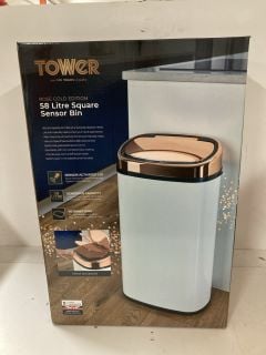 58L SQUARE SENSOR BIN ROSE GOLD WHITE