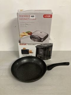 3 X ITEMS TO INCLUDE FRYING PAN & LOGIK SANDWICH MAKER