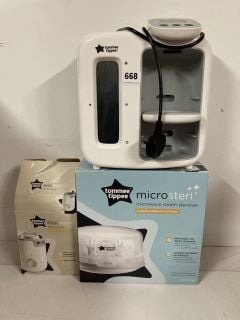 3 X TOMMEE TIPPEE ITEMS TO INCLUDE MICROSTERI MICROWAVE STEAM STERILISER