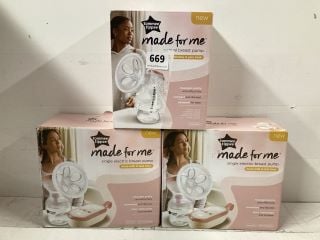 3 X TOMMEE TIPPEE SINGLE BREAST PUMPS