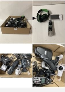 BOX OF ITEMS TO INCLUDE PHONE HANDSETS