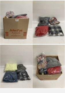 BOX OF PREMIUM CLOTHING ITEMS IN VARIOUS SIZES & DESIGNS