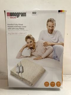 MONOGRAM BY BEURER FULLY FITTED HEATED MATTRESS COVER WITH SOFT COSY FLEECE