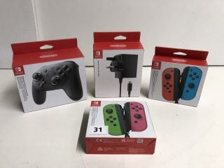 NINTENDO SWITCH BUNDLE WITH 2 X JOY CON PAIRS,AC ADAPTER AND PRO CONTROLLER