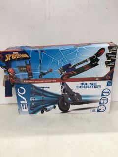 2 X EVO INLINE SCOOTERS AND A SPIDERMAN SCOOTER