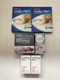 BOX OF HEALTHCARE ITEMS TO INCLUDE NASAL STRIPS