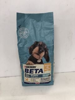 4 SACKS OF BETA SMALL BREED PUPPY FOOD BBE: 12/25