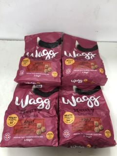 4 SACKS OF WAGGS MEATY CHUNKS DOG FOOD BBE: 14/10/24