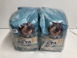 4 SACKS OF BETA SMALL BREED PUPPY FOOD BBE: 12/25