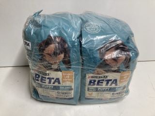 4 SACKS OF BETA SMALL BREED PUPPY FOOD BBE: 12/25